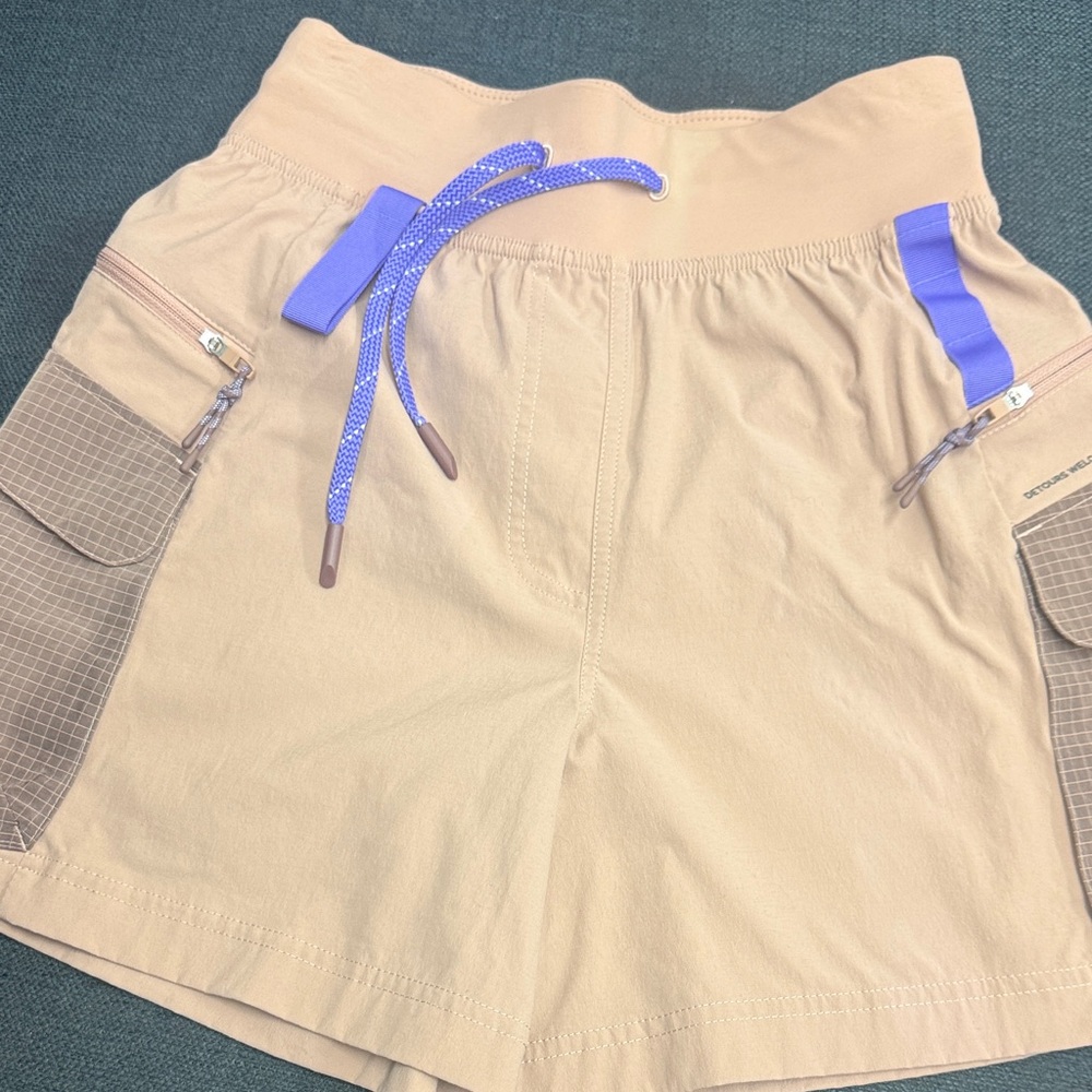 lululemon athletica Tan Cargo Shorts with purple Accents